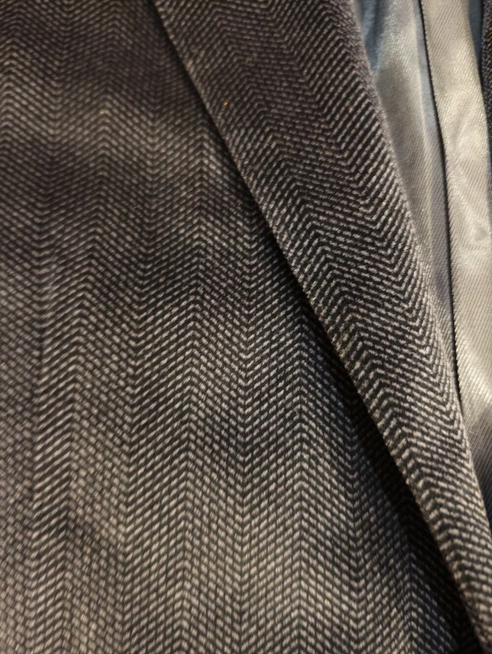 Paul Fredrick Black Herringbone Sport Coat Blazer 42R Cotton Two Button Men's